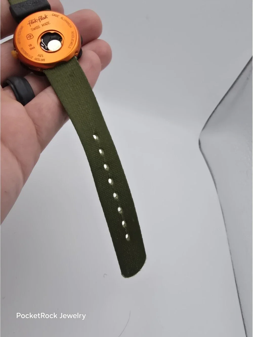 Flik Flak Swiss Made Tiger Print Green Fabric Strap Kids Quartz Watch 2010